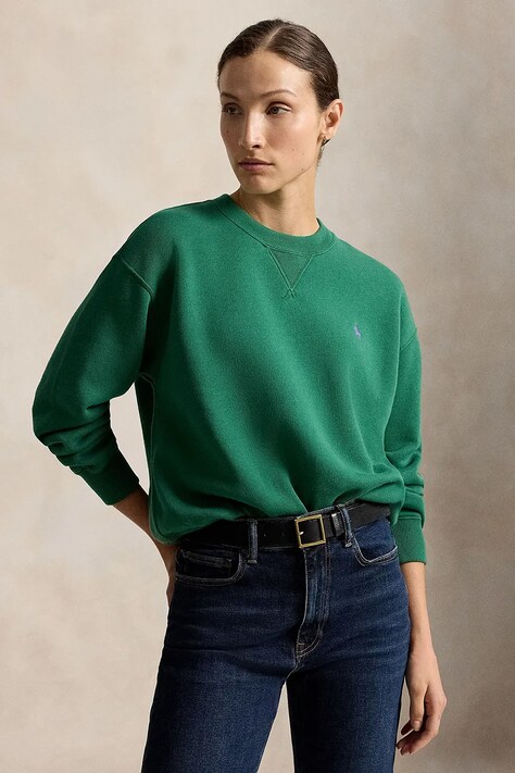 Polo Ralph Lauren bluza damska z bawełną zielona 211971697