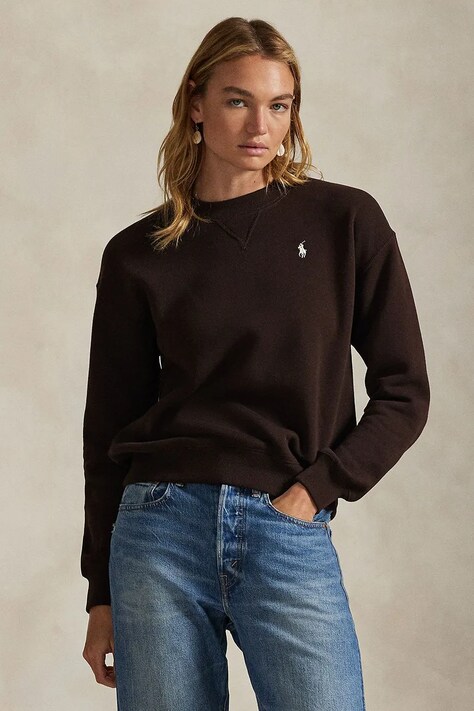 Polo Ralph Lauren bluza damska kolor brązowy gładka 211971697