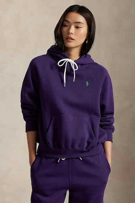 Кофта Polo Ralph Lauren цвет фиолетовый с капюшоном однотонная 211971698