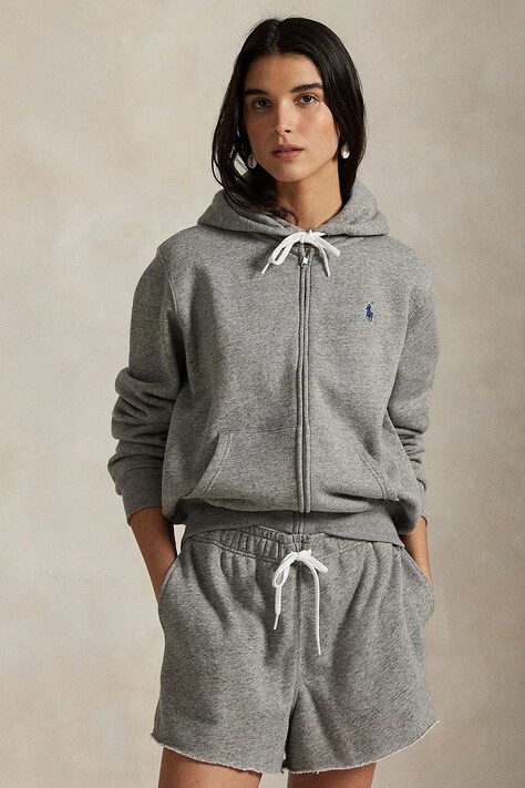 Polo Ralph Lauren bluza damska kolor szary z kapturem gładka 211971699