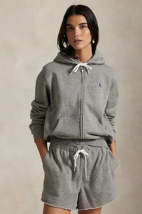 Polo Ralph Lauren bluza damska kolor szary z kapturem gładka 211971699