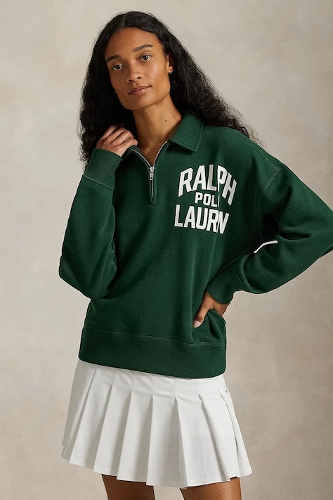 Polo Ralph Lauren bluză culoarea verde, cu imprimeu, 211971753