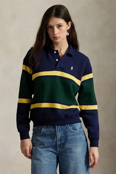 Mikina Polo Ralph Lauren dámská, tmavomodrá barva, vzorovaná, 211971755
