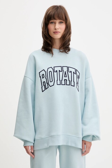 Rotate bluza bawełniana damska kolor niebieski z aplikacją 114376184