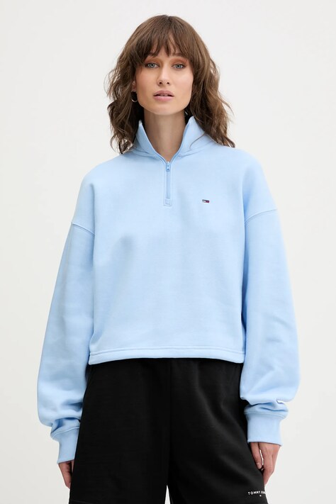 Tommy Jeans bluza damska kolor niebieski gładka DW0DW20946
