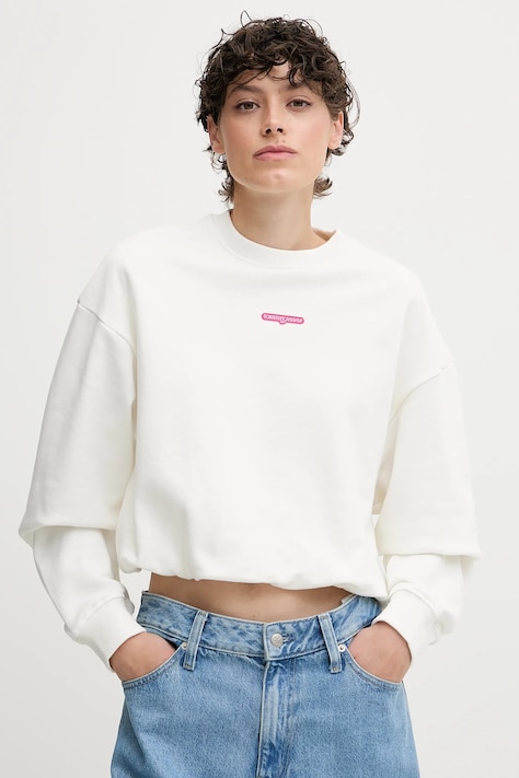 Tommy Jeans bluza bawełniana damska kolor biały z nadrukiem DW0DW20947