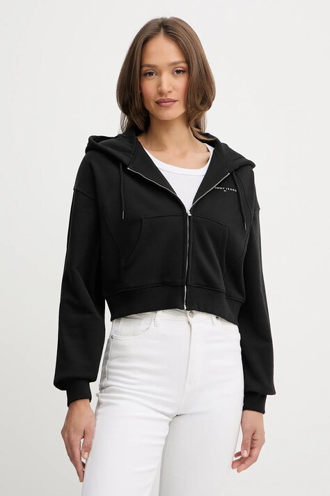 Tommy Jeans felpa donna colore nero con cappuccio DW0DW21163