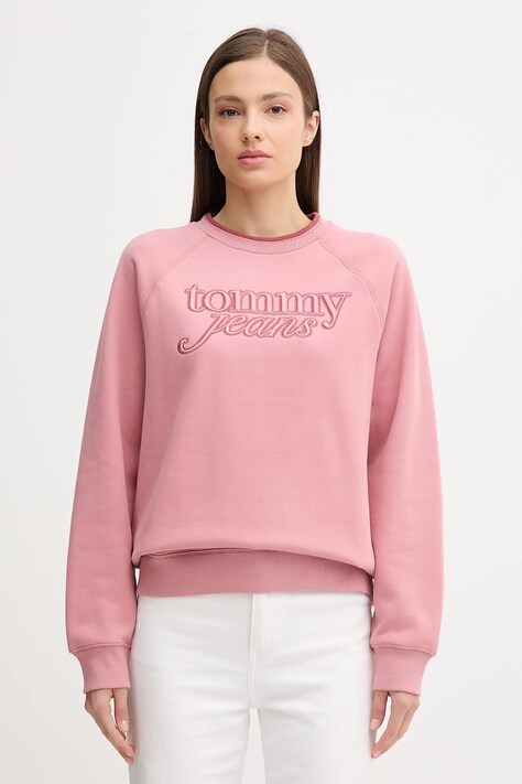 Tommy Jeans bluza damska kolor pomarańczowy z aplikacją DW0DW21196