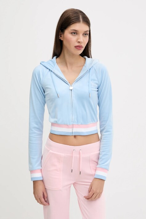 Кофта Juicy Couture VELOUR CROPPED STRIPE HOODIE з капюшоном з аплікацією JCWAS225351