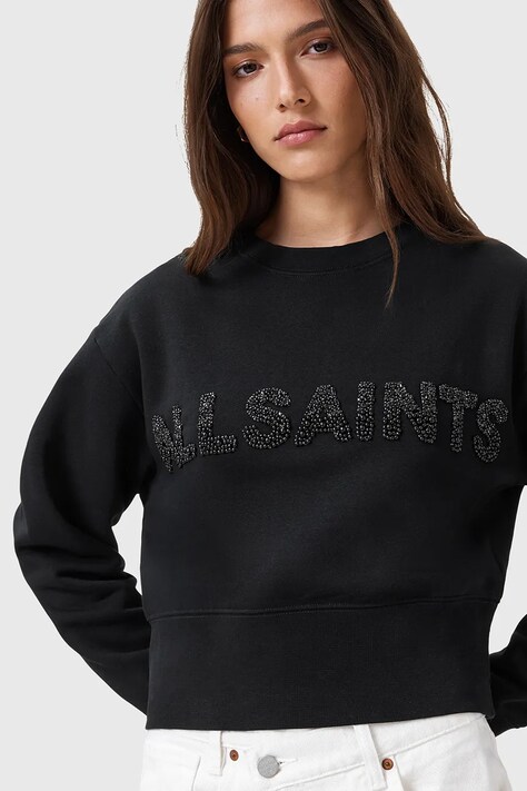 AllSaints hanorac din bumbac SEPARO culoarea negru, cu imprimeu, W215JC