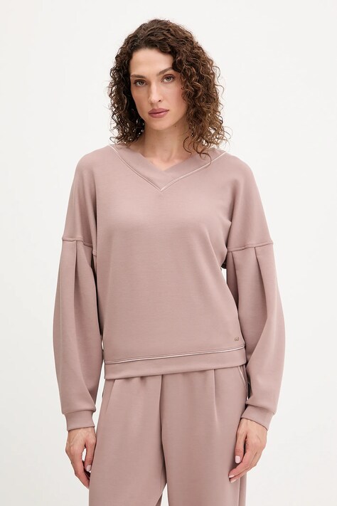 BOSS bluza damska kolor brązowy gładka 50545647