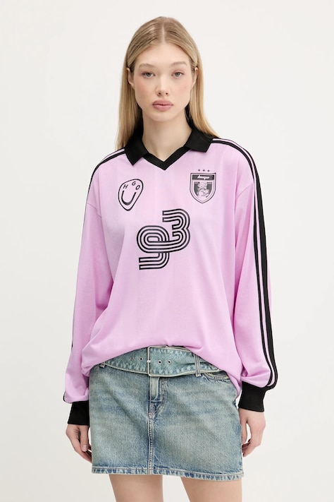 Hugo Blue bluza damska kolor różowy z nadrukiem 50542303