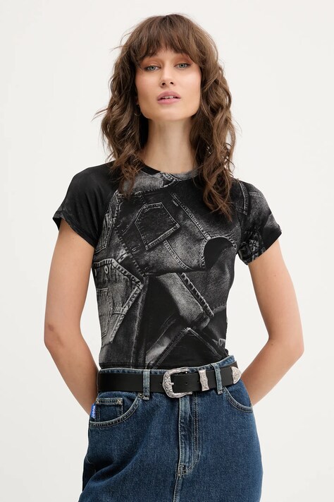Hugo Blue t-shirt damski kolor czarny 50552585