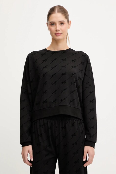HUGO bluză culoarea negru, cu imprimeu, 50545210