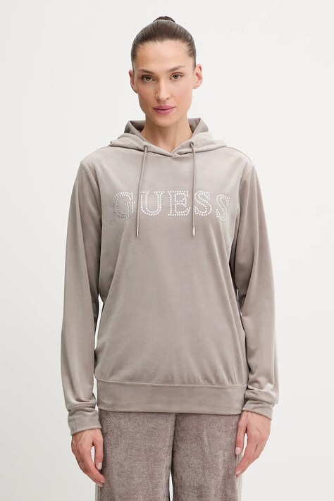 Mikina Guess COUTURE béžová farba, s kapucňou, s nášivkou, V4RQ25 K0232