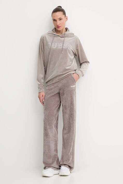 Guess bluza COUTURE damska kolor beżowy z kapturem z aplikacją V4RQ25 K0232