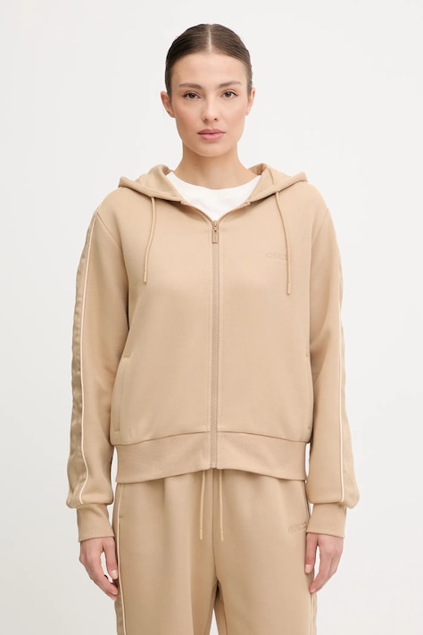 Guess bluza MARYELLA damska kolor beżowy z kapturem gładka V5YQ00 KB3P2