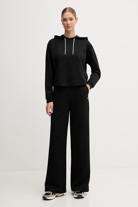 Guess bluză PEONY culoarea negru, cu glugă, uni, V5YQ04 KBSL2