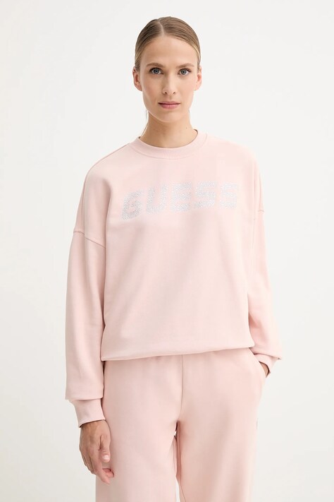 Guess bluza bawełniana PRIMULA damska kolor pomarańczowy z aplikacją V5YQ12 KCRP0