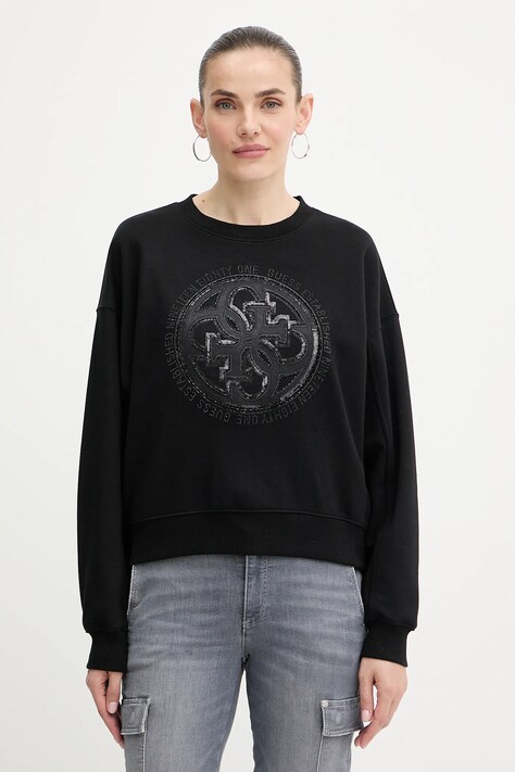 Guess bluza 4G damska kolor czarny z aplikacją W5YQ07 KB681