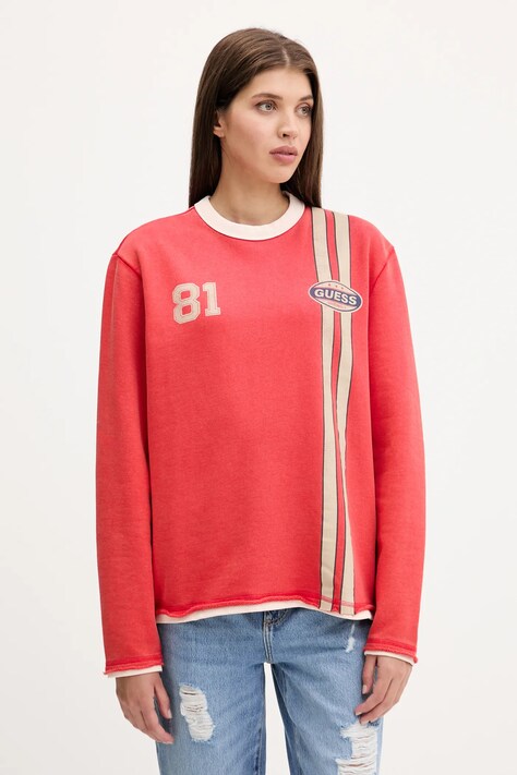 Guess Originals bluza bawełniana damska kolor czerwony z nadrukiem M5YQ25 KCPR1