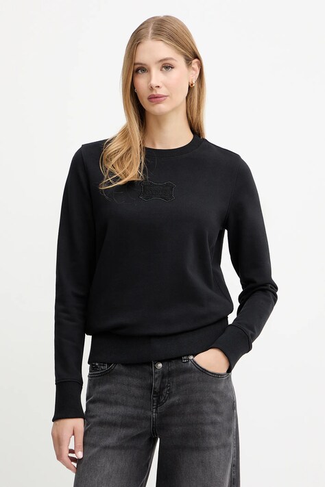 Versace Jeans Couture bluza bawełniana damska kolor czarny z aplikacją 79HAIC04 CF00C