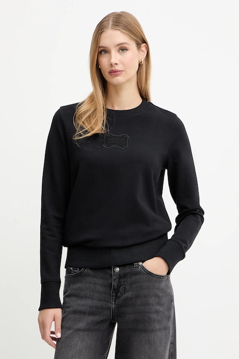 Βαμβακερή μπλούζα Versace Jeans Couture γυναικεία, χρώμα: μαύρο, 79HAIC04 CF00C