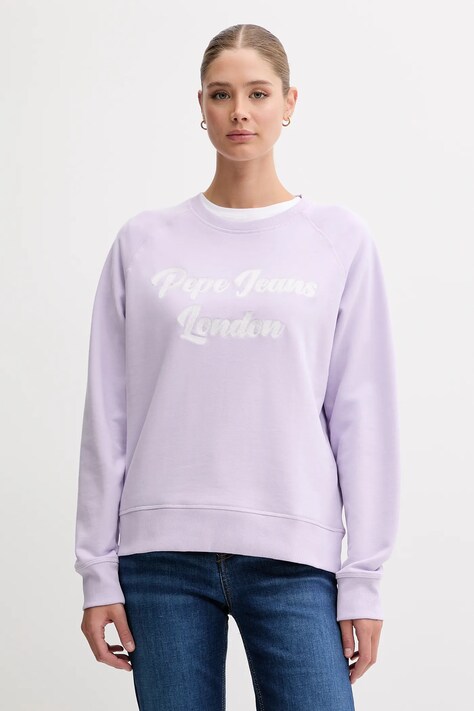 Pepe Jeans bluza damska kolor fioletowy z aplikacją PL581524