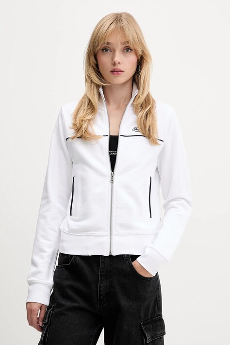 Guess Jeans bluza bawełniana damska kolor biały z aplikacją W5YQ17 K68I4
