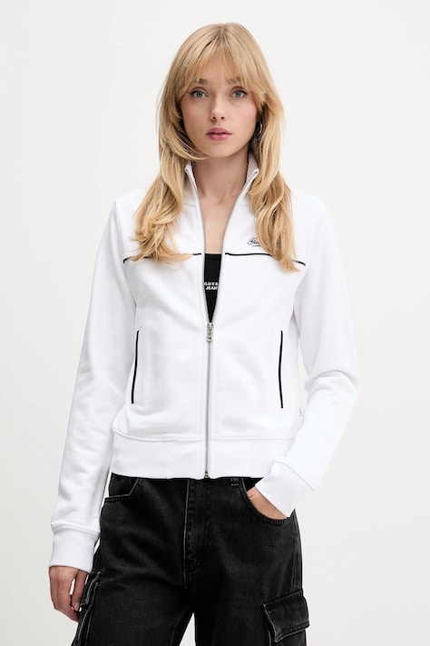 Guess Jeans felpa in cotone donna colore bianco con applicazione W5YQ17 K68I4