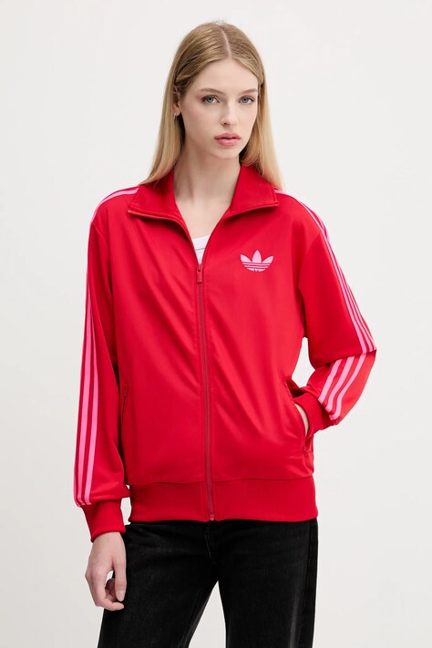 adidas Originals bluză Firebird culoarea roșu, cu imprimeu, JW3665