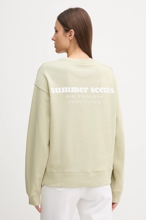 Bavlněná mikina Marc O'Polo dámská, zelená barva, s potiskem, 5000006575