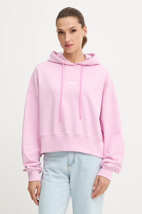 MSGM pamut melegítőfelső rózsaszín, sima, kapucnis, 3941MDM509.257799