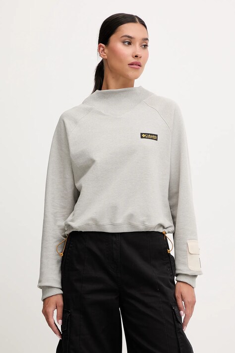 Columbia bluza bawełniana High Cascades damska kolor szary gładka 2136421