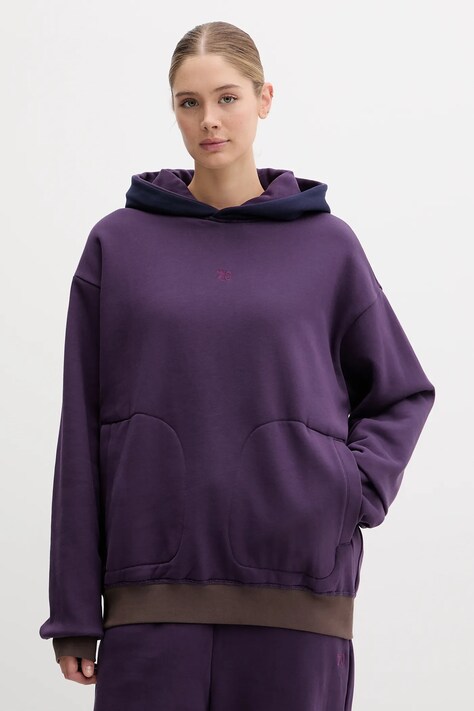 Dvostranska mikica EA7 Emporio Armani ženski, vijolična barva, s kapuco, AF10377-7X000156
