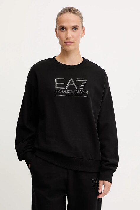 EA7 Emporio Armani bluză culoarea negru, cu imprimeu, AF12473.7W000416