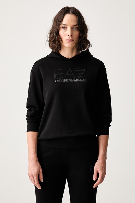 EA7 Emporio Armani bluza z kapturem damska z bawełną czarna AF15831.7W000537