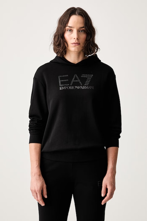EA7 Emporio Armani bluza z kapturem damska z bawełną czarna AF15831.7W000537