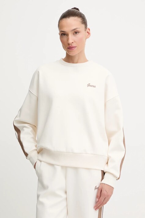 Guess bluză FABIA culoarea bej, cu imprimeu, V5BQ03 KCX22