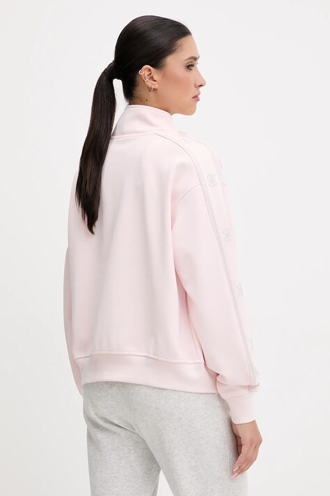 Guess bluza OCTAVIA damska kolor różowy z kapturem z aplikacją V5BQ15 KCX22