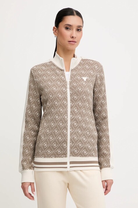 Guess bluza damska kolor beżowy wzorzysta V5BQ16 K1990