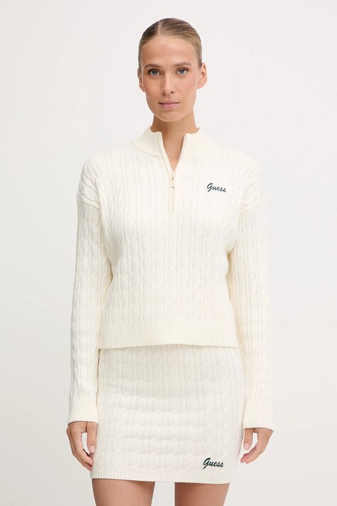 Светр Guess LAVINIA колір бежевий легкий півгольф V5BR02 Z0572