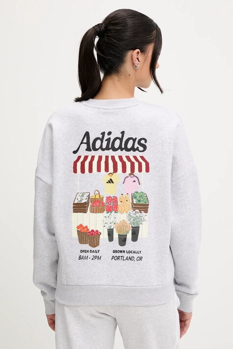adidas bluza damska kolor szary z nadrukiem JM4210