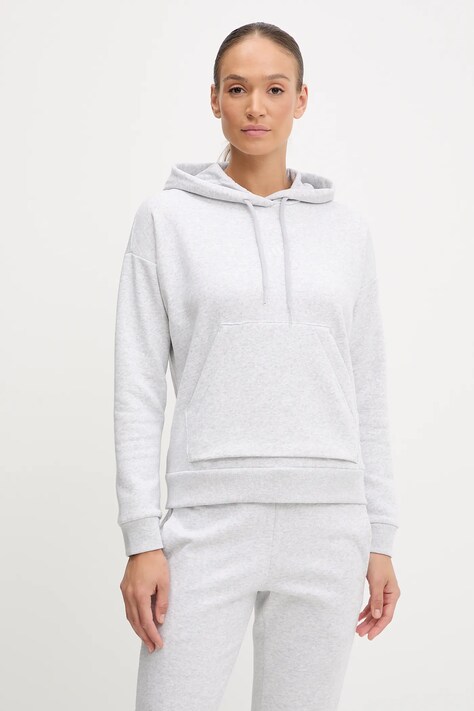 adidas bluză Essentials Small Logo Feel Cozy Hoodie culoarea gri, cu glugă, melanj, JN1853