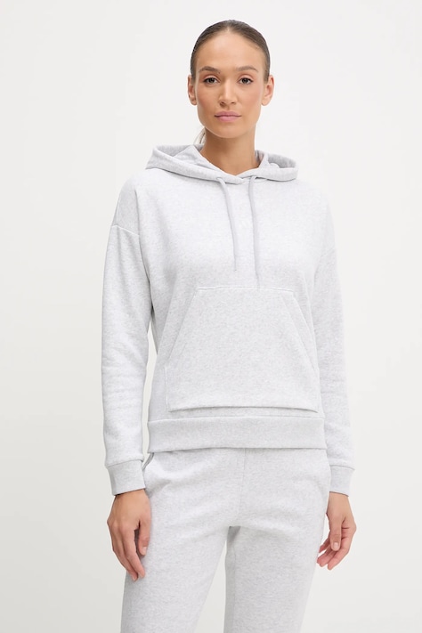 adidas bluza Essentials Small Logo Feel Cozy Hoodie damska kolor szary z kapturem melanżowa JN1853