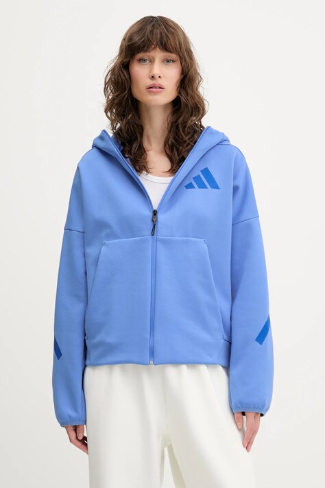 Μπλούζα adidas x Z.N.E χρώμα: μπλε, με κουκούλα, JW5319