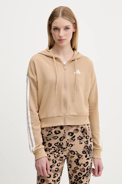 Суичър adidas 3-Stripes в зелено с качулка с апликация JY3133