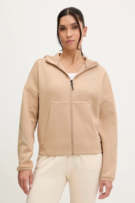 Μπλούζα adidas x Z.N.E χρώμα: μπεζ, με κουκούλα, JY5970