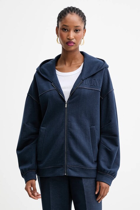 MM bluza YALE damska kolor granatowy z kapturem z aplikacją 2526926047600