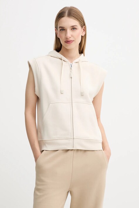 Weekend Max Mara bluza PANK damska kolor beżowy z kapturem gładka 2525926041600